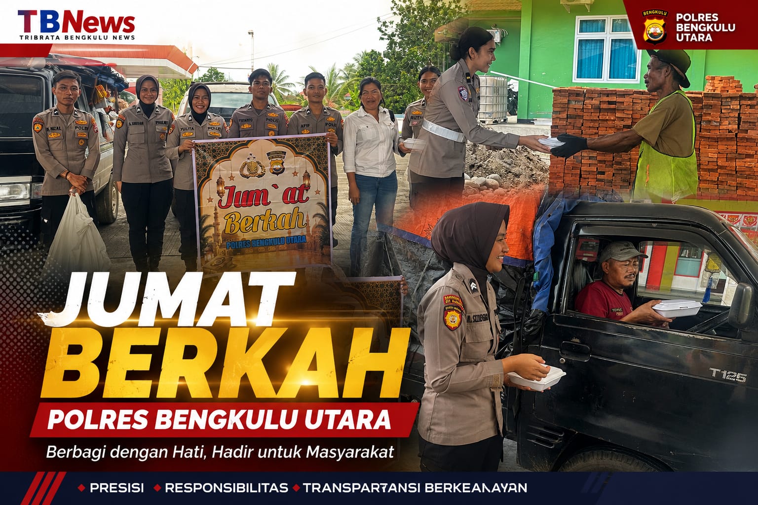 Aksi Humanis Polwan dan Sat Samapta Polres Bengkulu Utara Gelar “Jum’at Berkah” Sapa Tukang Becak hingga Warga Pengantre BBM