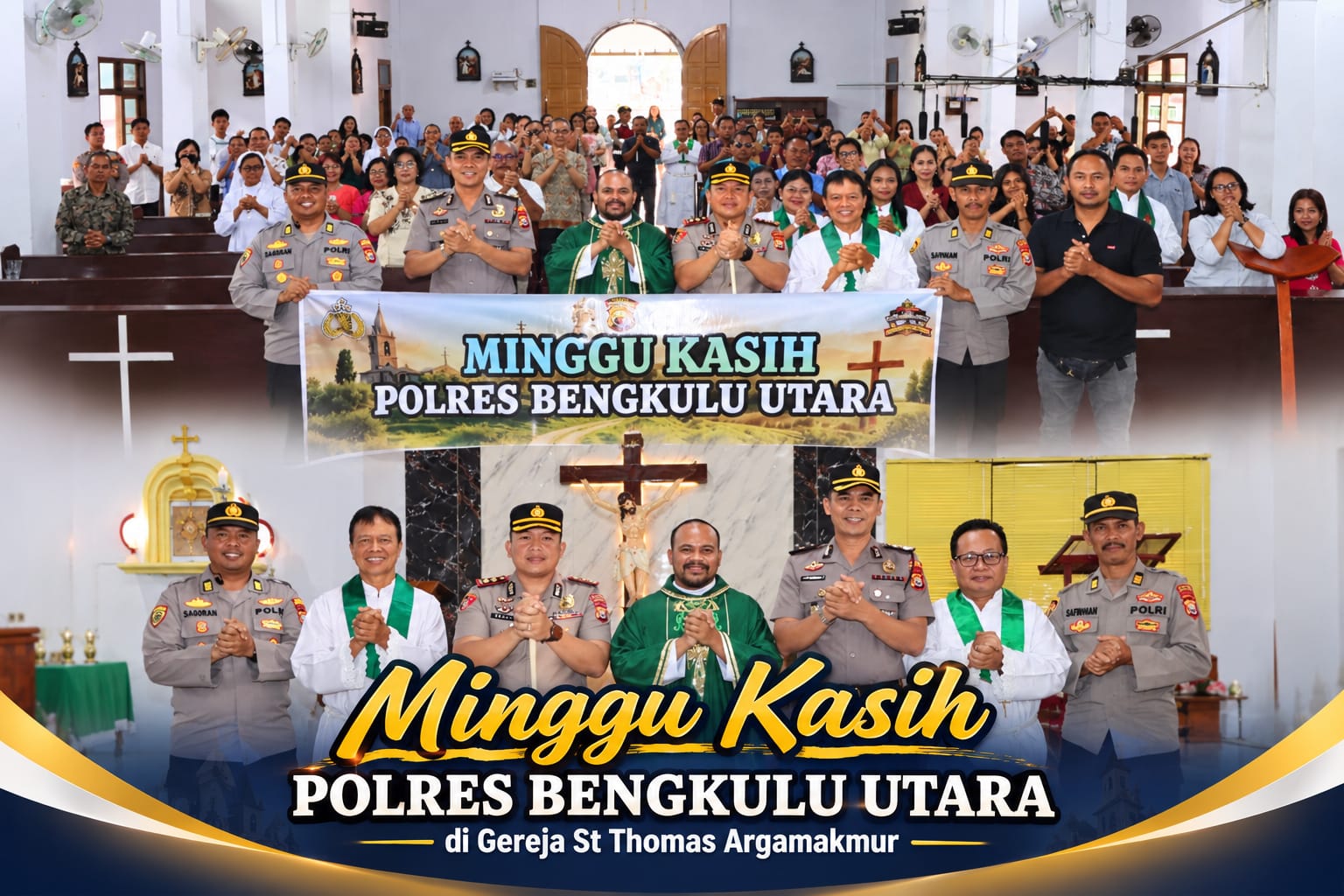 Polisi Bersama Masyarakat: Polres Bengkulu Utara Gelar “Minggu Kasih” di Gereja Santo Thomas Arga Makmur